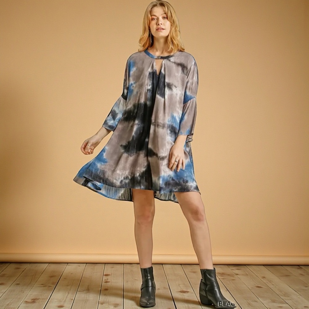 Tie Dye “Flora” Bell Sleeve Boho Dress